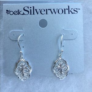NWT Dainty Filigree Cross Drop Leaf Earrings